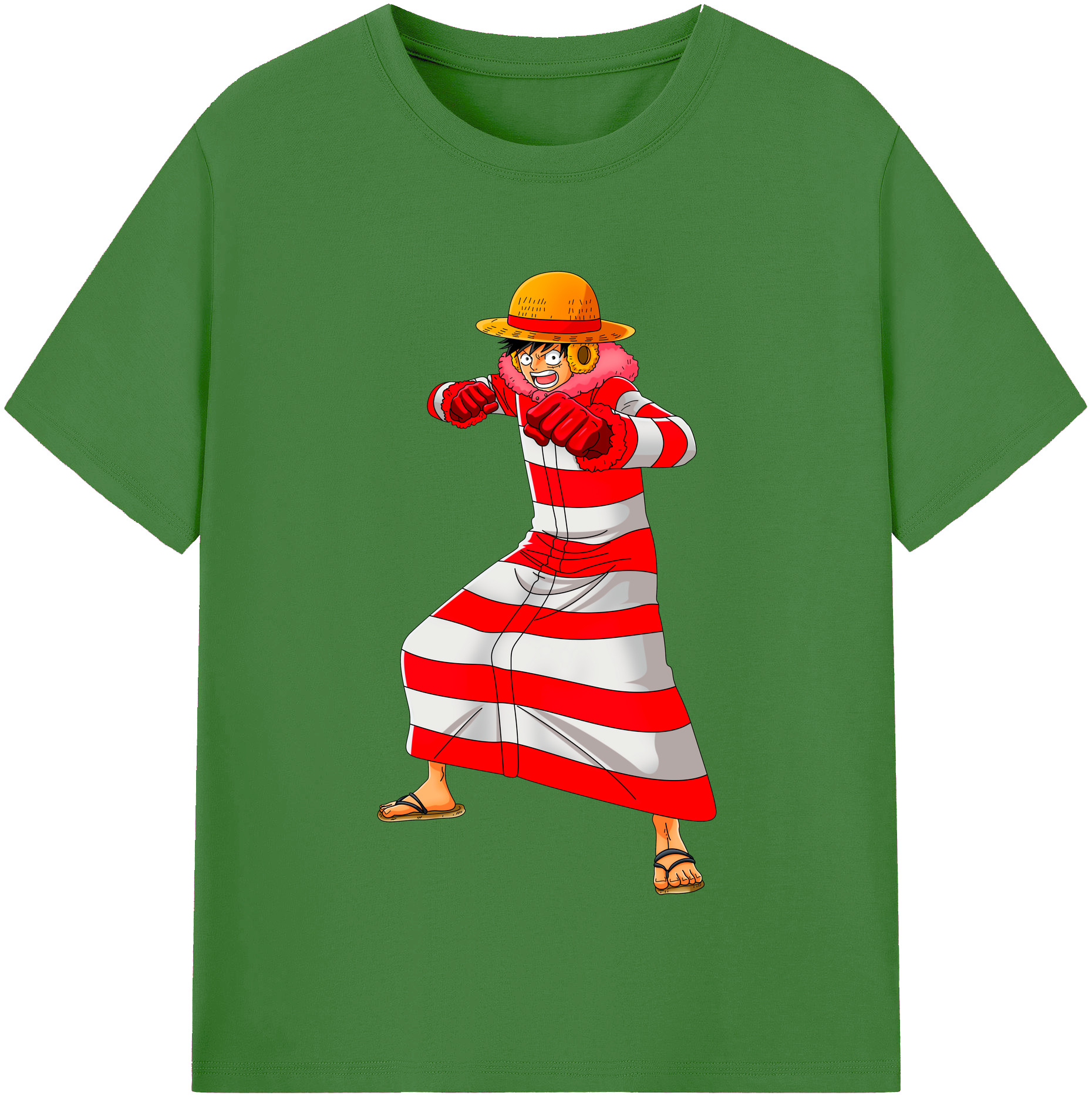 ワンピース モンキー・D・ルフィ ONE PIECE Monkey D. Luffy レディースカジュアルプリントTシャツ（綿100％）